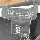 women Rachel Zoe NWT Long Sleeve Satin V-Neck Black Top L