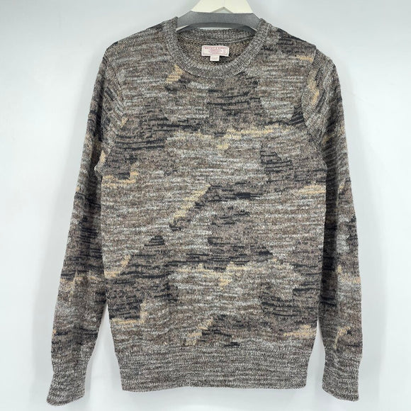 men Wallace & Barnes Linen Blend Abstract Pattern Crewneck Neutrals Sweater