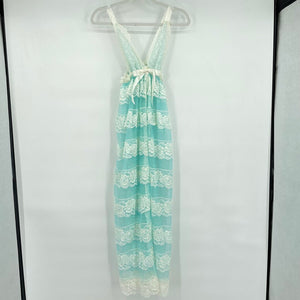 women Charming Miss Vintage Babydoll Gown Lingerie Aqua and Cream Intimates/Sleepwear M