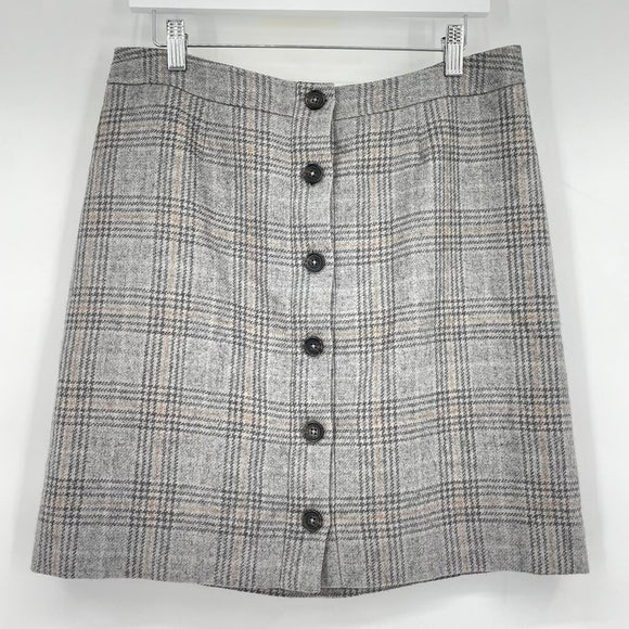women Brooks Brothers Wool Blend Plaid MSRP $228 Gray Skirt 12P