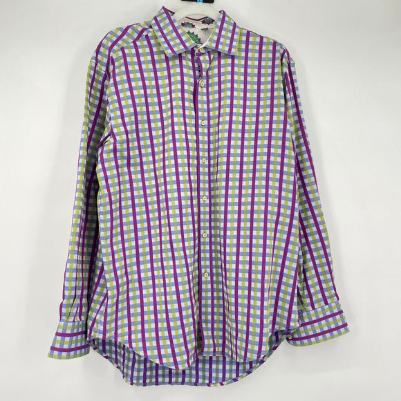 men Robert Graham Plaid Dress Shirt Multi Top L
