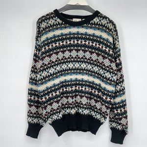 men Apparel Workshop Vintage Patterned Crewneck Multi Sweater L