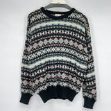 men Apparel Workshop Vintage Patterned Crewneck Multi Sweater L