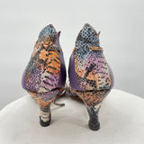 women Handmade Python Pompom Pump Sandals Purple and Orange Shoes 39/8.5