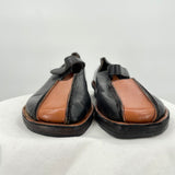 women Handmade Colorblock Leather Mary Janes Black and Brown Shoes 37/6.5
