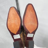 women Handmade Tooled Leather and Copper Snakeskin Western Mules Brown Shoes 37.5/7