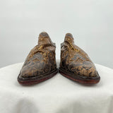 women Handmade Tooled Leather and Copper Snakeskin Western Mules Brown Shoes 37.5/7
