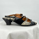 women Handmade Kid Leather and Python Slip-On Gray Black Cream Shoes 36.5/6