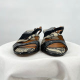 women Handmade Kid Leather and Python Slip-On Gray Black Cream Shoes 36.5/6