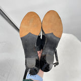 women Handmade Kid Leather and Python Slip-On Gray Black Cream Shoes 36.5/6