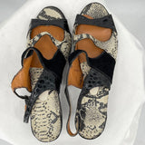 women Handmade Kid Leather and Python Slip-On Gray Black Cream Shoes 36.5/6