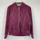 women Calvin Klein Y2K Velour Hoodie Purple Sweatshirt M