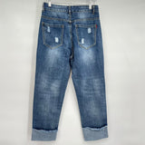 women DTYNZ Cuffed "Nice" Accent Blue Jeans M