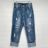 women DTYNZ Cuffed "Nice" Accent Blue Jeans M