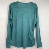 women Seg'ments Merino Wool Teal Knit Top L