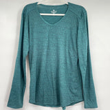 women Seg'ments Merino Wool Teal Knit Top L