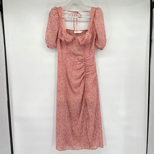 women ASTR Floral Milkmaid Pink Cream Dress M