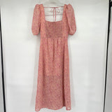 women ASTR Floral Milkmaid Pink Cream Dress M