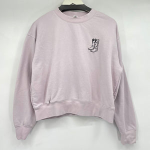 women As Color Embroiderd Cowboy Boot Cropped Purple Sweatshirt M