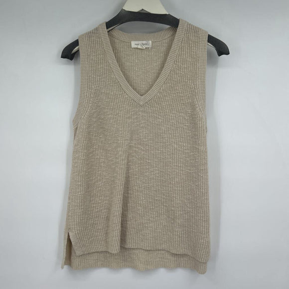 women Treasure & Bond Linen Cotton Blend Vest Tan Sweater S