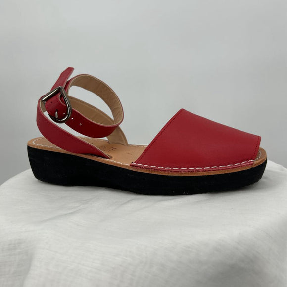 women Pons Leather Sandals Red Shoes 8
