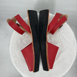 women Pons Leather Sandals Red Shoes 8
