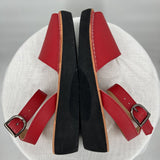 women Pons Leather Sandals Red Shoes 8