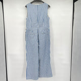 women Boden Linen/Cotton Blend Stripe Jumpsuit Blue and White Jumpsuit/Romper 12R