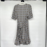 women NWT Knit Floral Wrap Black White Yellow Brown Dress 10R