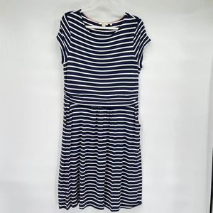 women Boden Crewneck Striped Knit Navy Blue and White Dress 12R