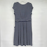 women Boden Crewneck Striped Knit Navy Blue and White Dress 12R