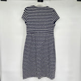 women Boden Splice Front Striped Knit Navy Blue and White Dress 10R