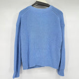 women Duluth Trading Co. Chunky Knit Cotton Cardigan Blue Sweater L