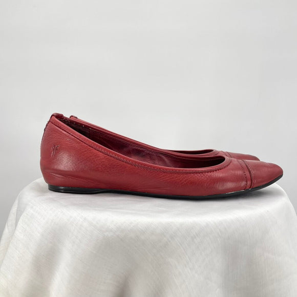 women Frye Leather Pointed Toe Flats Red Shoes 9.5