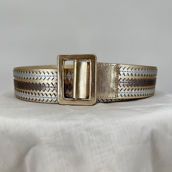 women Boden Mixed Metallic Silver Rose Gold Belt M