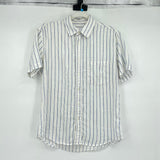men Corridor Striped Linen Button Down Cream Blue Top S