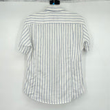 men Corridor Striped Linen Button Down Cream Blue Top S