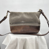 women LL Bean Canvas and Leather Shoulder Bag Green Brown Purse