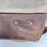 women LL Bean Canvas and Leather Shoulder Bag Green Brown Purse