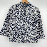 women Liz Claiborne Linen Cotton Blend Navy White Jacket M