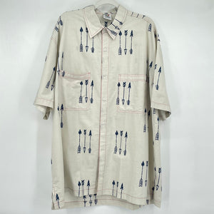 men Rum Reggae Cotton Arrow Print Cream Navy Top 1X