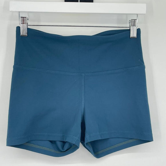 women Prana High Waisted Biker Teal Shorts S