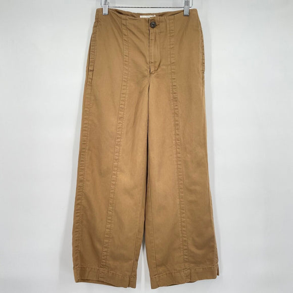 women Loft Cotton Linen Blend Trousers Khaki Pants 2