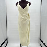 women Urban Outfitters Linen Blend Tank Wrap Pastel Yellow Dress M