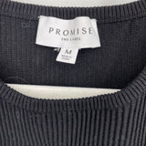 women Promise Shaper Fit Mesh-Sleeve Gathered Rib-Knit Top Black Top M