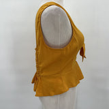 women BCBGeneration Tie Front Peplum Tank Mustard Top S
