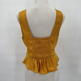 women BCBGeneration Tie Front Peplum Tank Mustard Top S