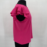 women CeCe Ruffle Sleeve Knit Blouse Hot Pink Top M