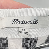 women Madewell Buffalo Check Faux Wrap Midi Black & White Skirt 12