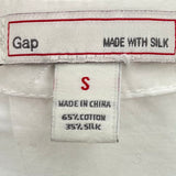 women Gap Cotton/Silk Belted Button Front Blouse Cream Top S